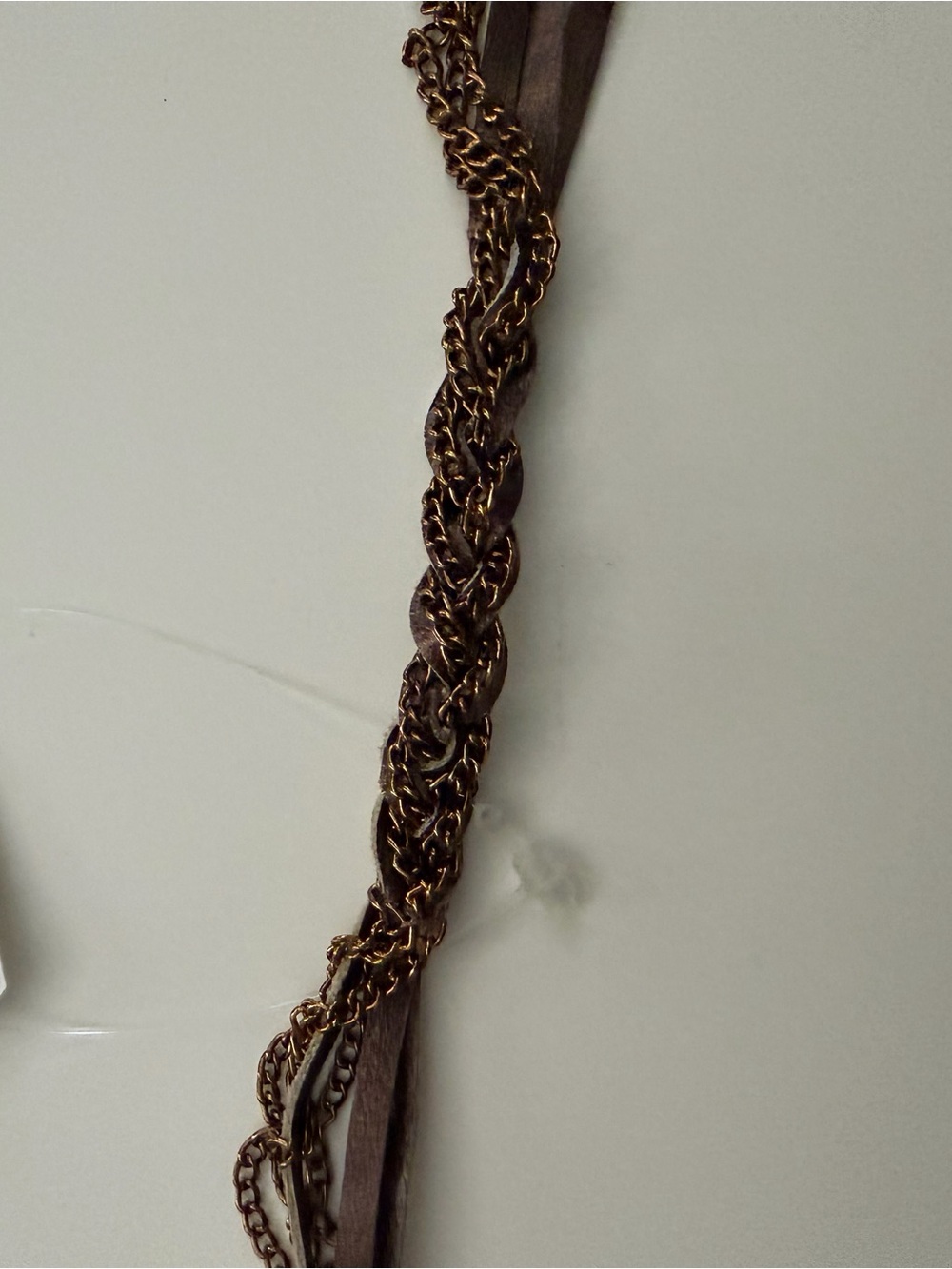 Braided Leather and Chain bracelet- Brown